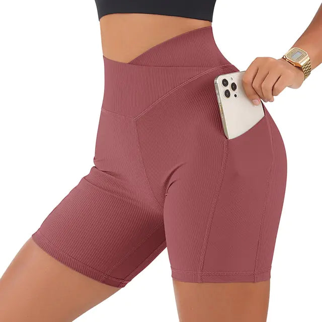 Sportshorts für Damen, hohe Taille, Workout, nahtlos, Fitness, Yoga-Shorts