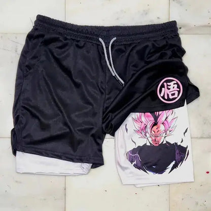 Short de course Anime pour homme, short de sport 2 en 1 pour fitness, gym, entraînement