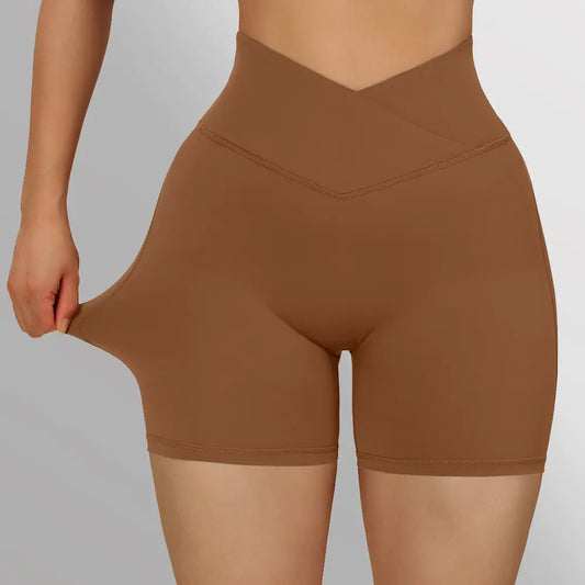 Short de sport taille haute pour femme, short d'entraînement sans coutures pour fitness et yoga