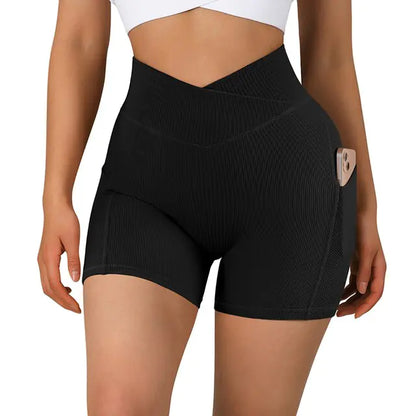 Sportshorts für Damen, hohe Taille, Workout, nahtlos, Fitness, Yoga-Shorts