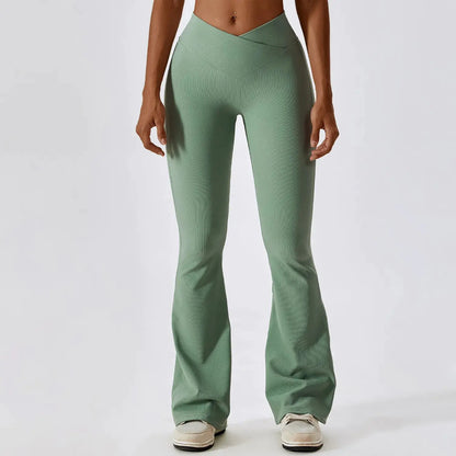 Pantalon évasé de sport pour femme, pour entraînement, fitness, gym