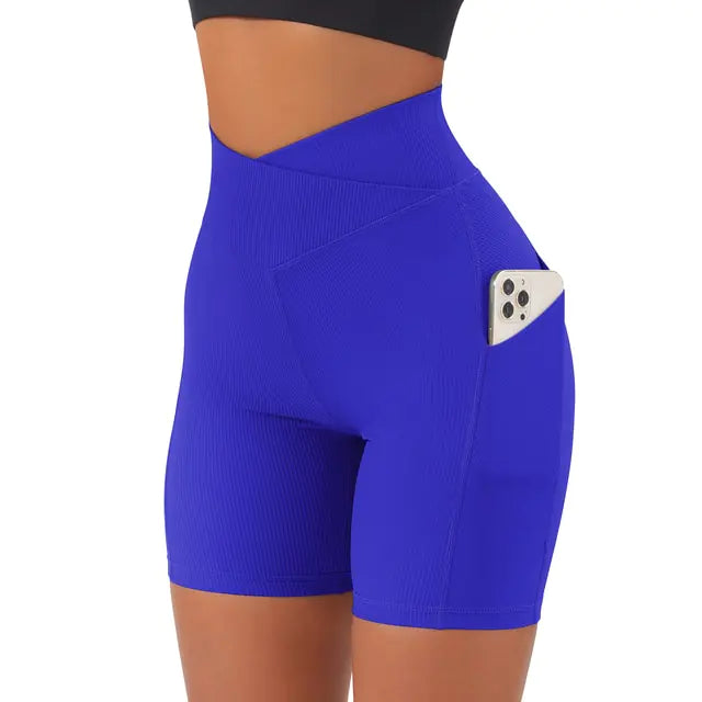 Sportshorts für Damen, hohe Taille, Workout, nahtlos, Fitness, Yoga-Shorts