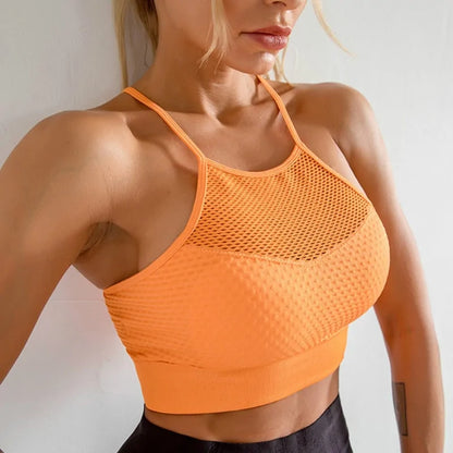 Soutien-gorge de sport sans armatures avec dos croisé et bonnets amovibles