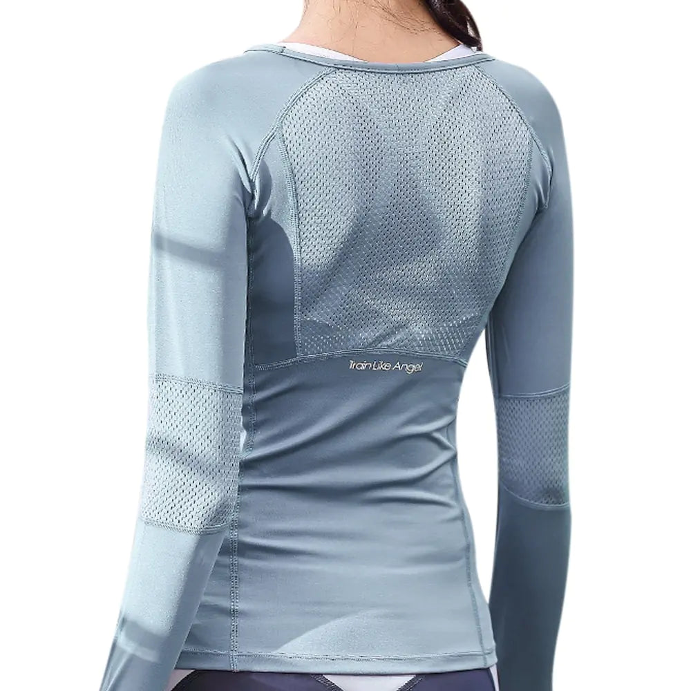 T-shirt de sport sans couture à manches longues pour femme : parfait pour le fitness, la course à pied, le yoga et plus encore !