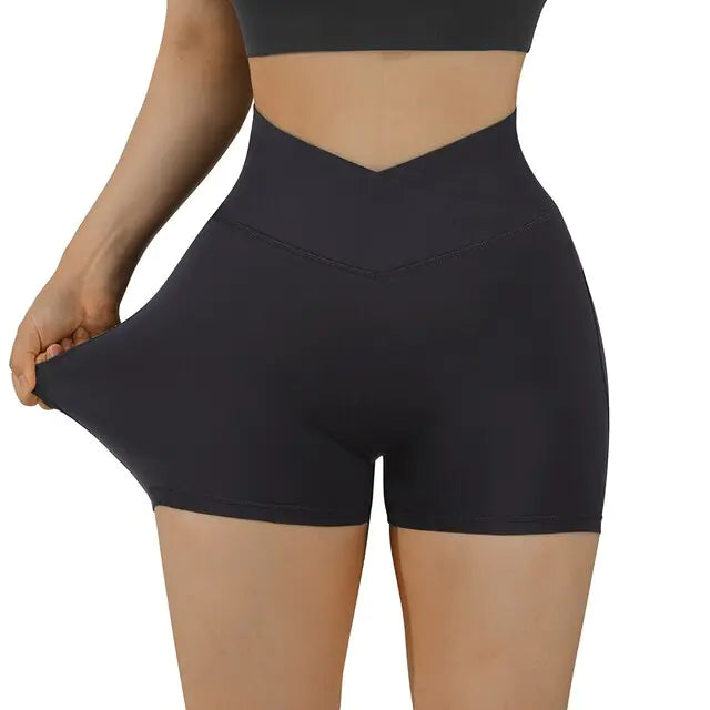 Sportshorts für Damen, hohe Taille, Workout, nahtlos, Fitness, Yoga-Shorts