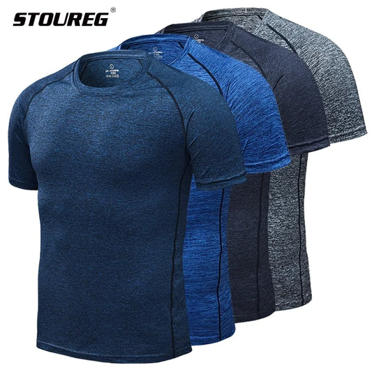 T-shirts de course à compression à séchage rapide pour hommes : vêtements de sport de fitness et de football