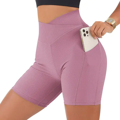 Sportshorts für Damen, hohe Taille, Workout, nahtlos, Fitness, Yoga-Shorts