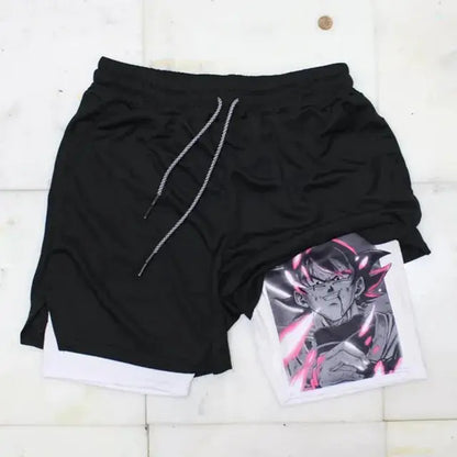 Short de course Anime pour homme, short de sport 2 en 1 pour fitness, gym, entraînement