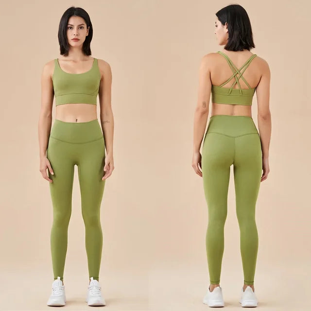 Ensemble de yoga sans coutures pour femme, vêtements de sport, de fitness, d'entraînement