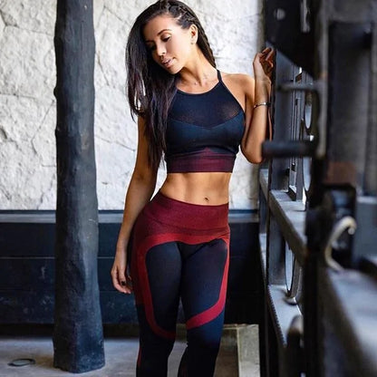 Ensemble de yoga fitness pour femmes : leggings, soutien-gorge de sport, hauts sans manches