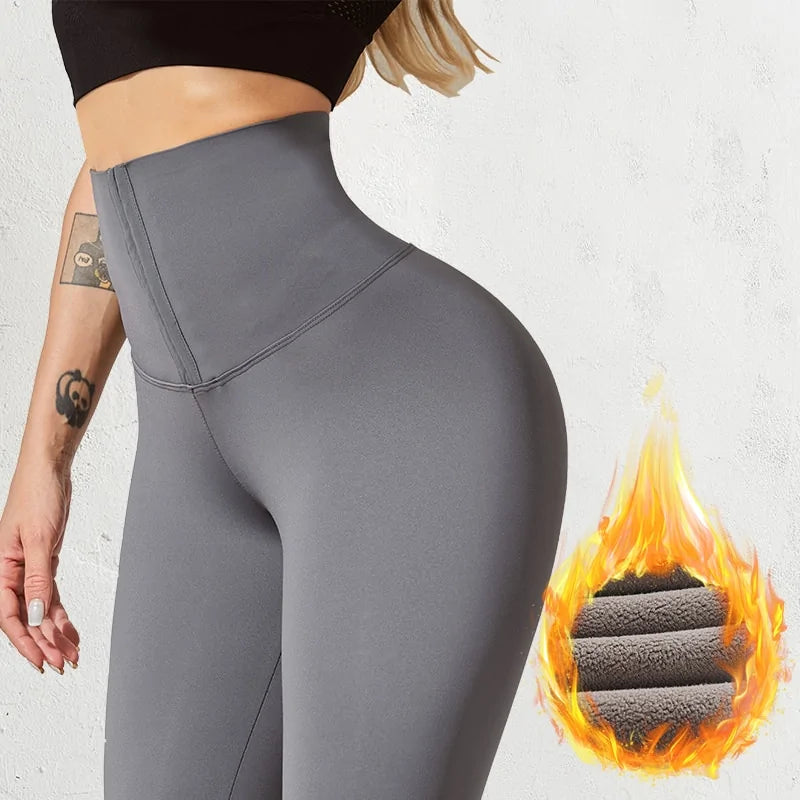 Warme Damen-Leggings mit hoher Taille für Fitnesssport