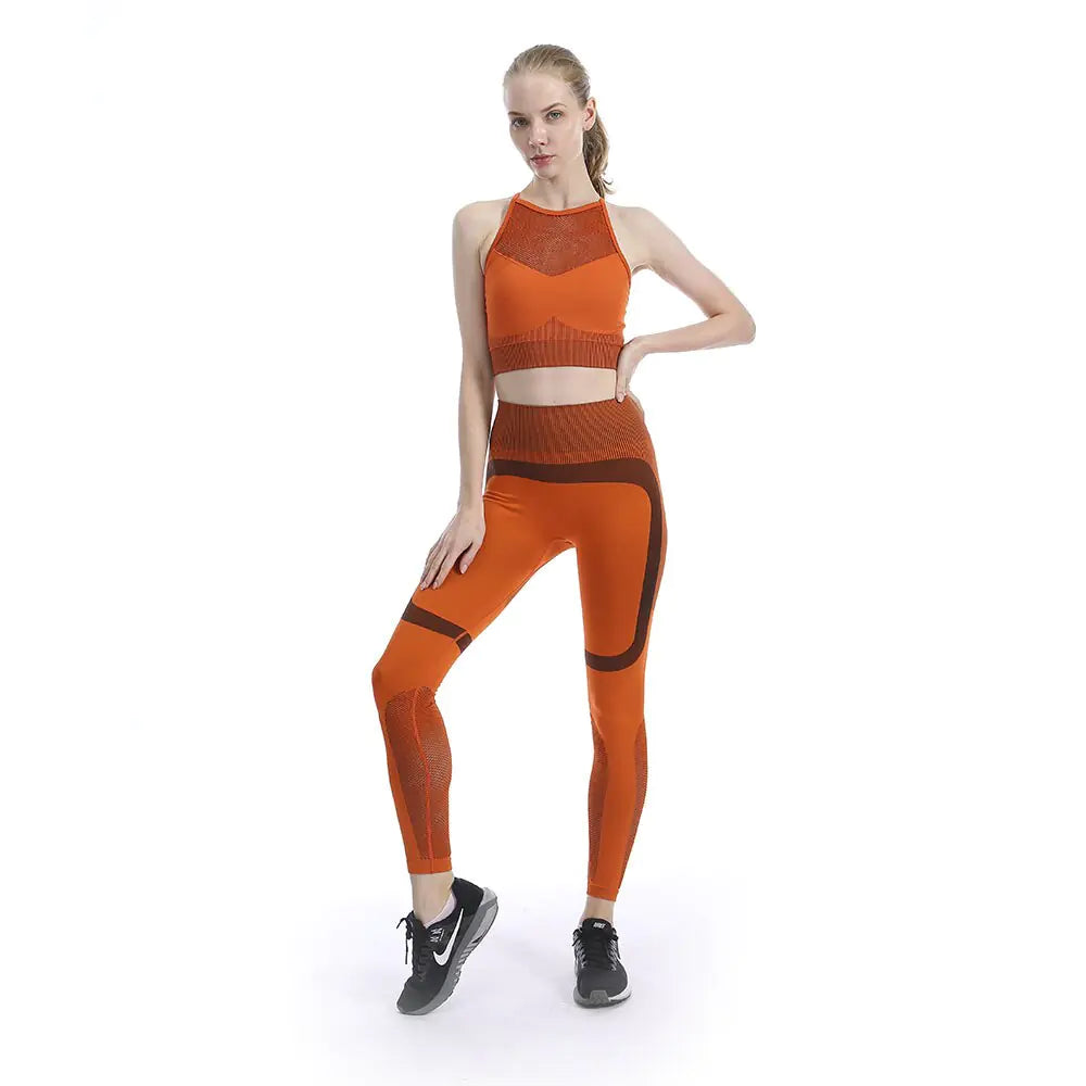 Ensemble de yoga fitness pour femmes : leggings, soutien-gorge de sport, hauts sans manches