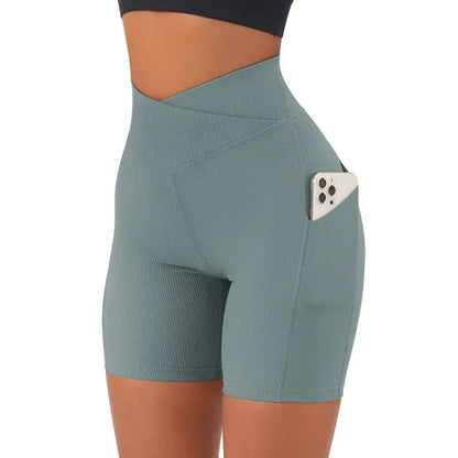 Sportshorts für Damen, hohe Taille, Workout, nahtlos, Fitness, Yoga-Shorts