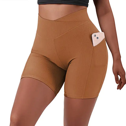 Sportshorts für Damen, hohe Taille, Workout, nahtlos, Fitness, Yoga-Shorts