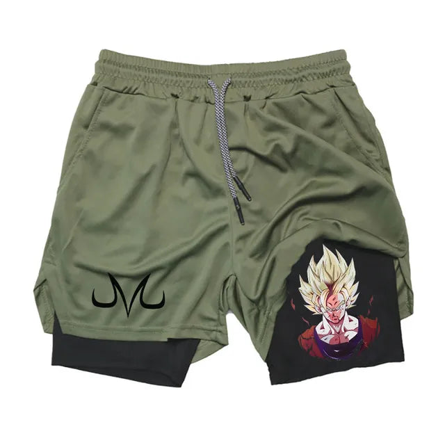 Short de course Anime pour homme, short de sport 2 en 1 pour fitness, gym, entraînement