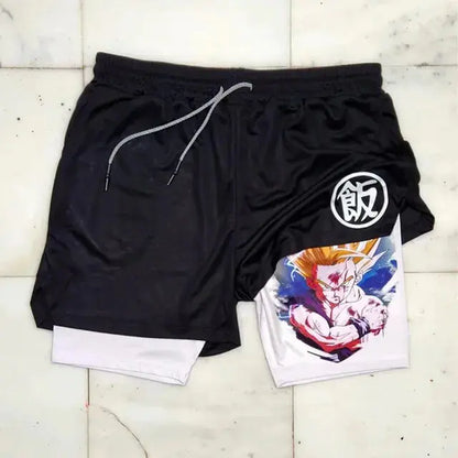 Short de course Anime pour homme, short de sport 2 en 1 pour fitness, gym, entraînement