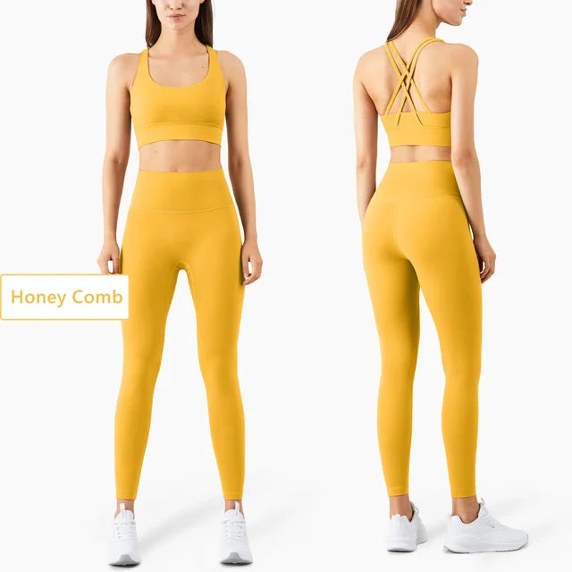 Ensemble de yoga sans coutures pour femme, vêtements de sport, de fitness, d'entraînement