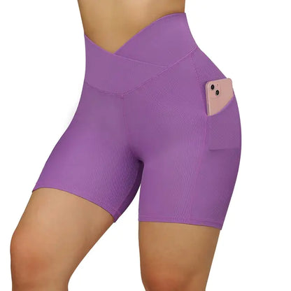 Sportshorts für Damen, hohe Taille, Workout, nahtlos, Fitness, Yoga-Shorts