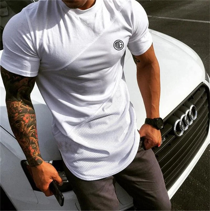 T-shirt de musculation et de fitness pour homme - Débardeur en coton, grande taille, manches courtes