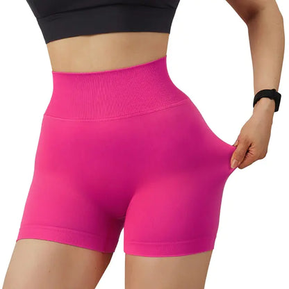 Sportshorts für Damen, hohe Taille, Workout, nahtlos, Fitness, Yoga-Shorts