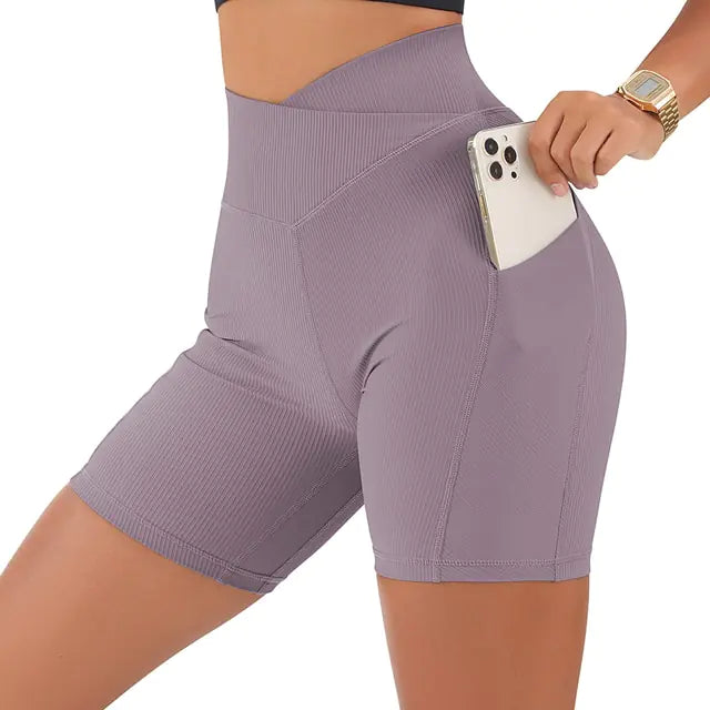 Sportshorts für Damen, hohe Taille, Workout, nahtlos, Fitness, Yoga-Shorts