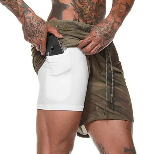 Short de course 2 en 1 pour homme, jogging, gym, fitness