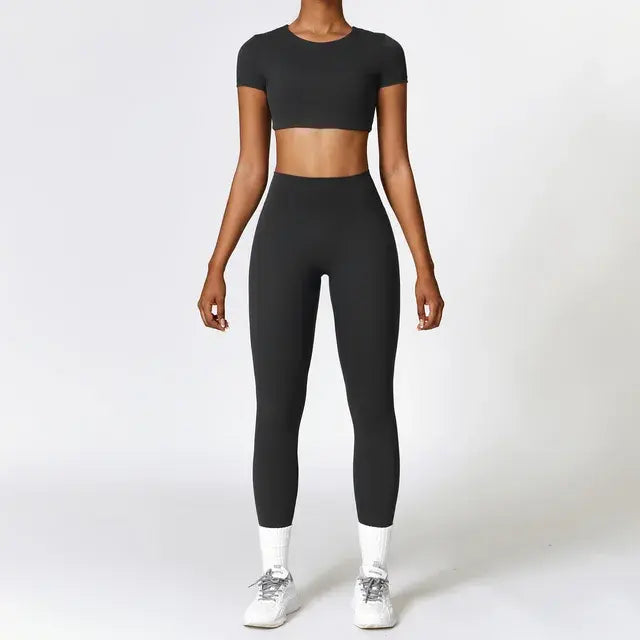 Ensemble de 2 pièces moulant pour femme, vêtements de fitness à séchage rapide