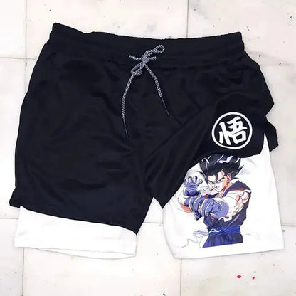 Short de course Anime pour homme, short de sport 2 en 1 pour fitness, gym, entraînement