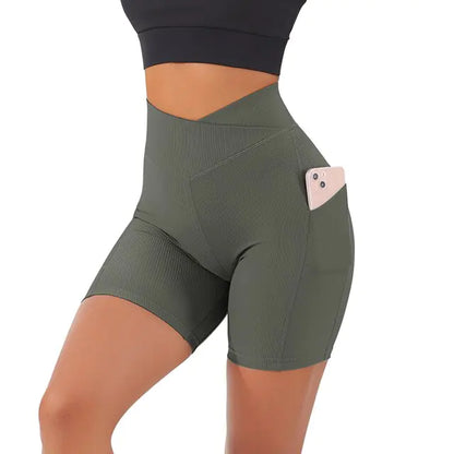 Sportshorts für Damen, hohe Taille, Workout, nahtlos, Fitness, Yoga-Shorts