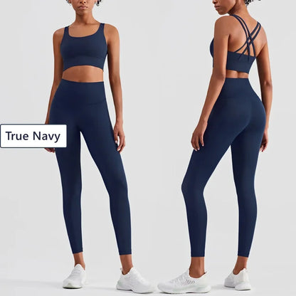 Ensemble de yoga sans coutures pour femme, vêtements de sport, de fitness, d'entraînement