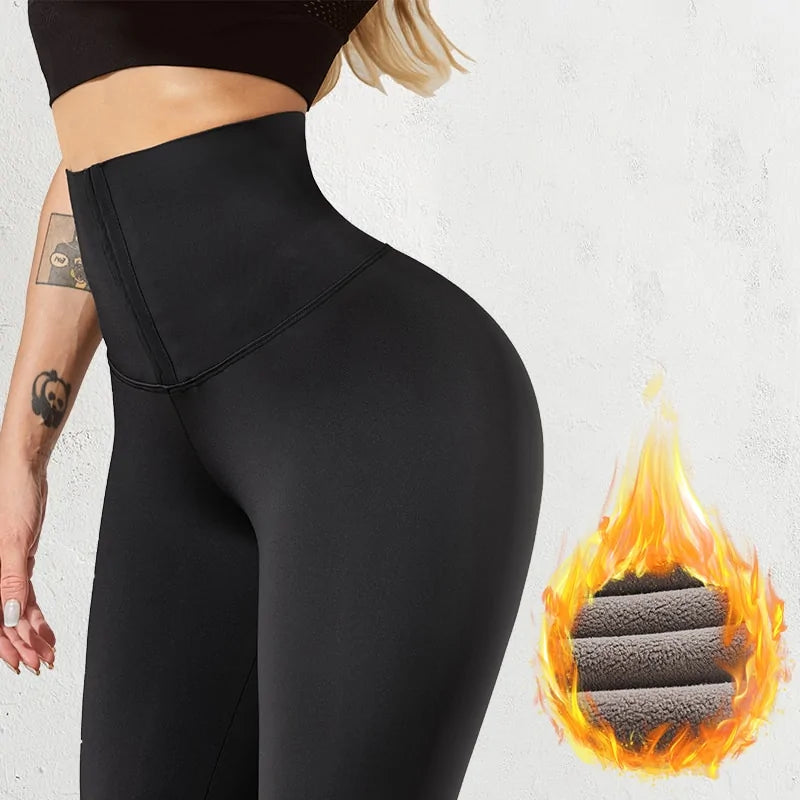 Warme Damen-Leggings mit hoher Taille für Fitnesssport