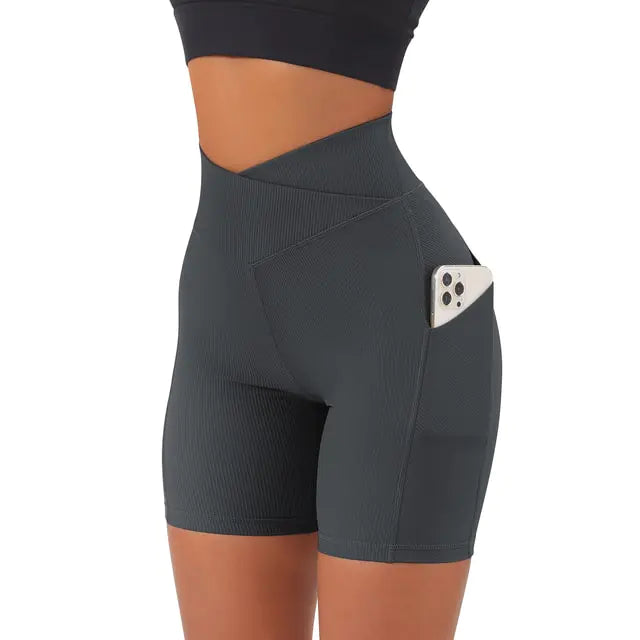 Sportshorts für Damen, hohe Taille, Workout, nahtlos, Fitness, Yoga-Shorts