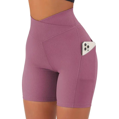 Sportshorts für Damen, hohe Taille, Workout, nahtlos, Fitness, Yoga-Shorts