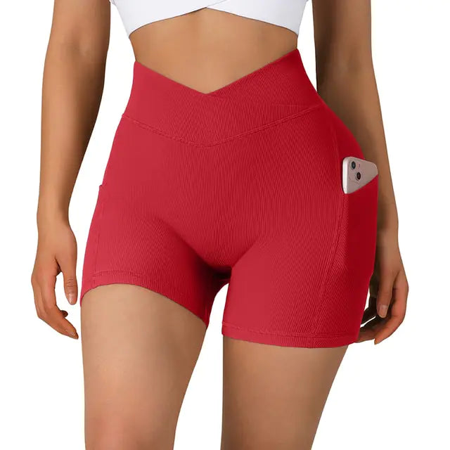 Sportshorts für Damen, hohe Taille, Workout, nahtlos, Fitness, Yoga-Shorts