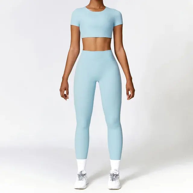 Ensemble de 2 pièces moulant pour femme, vêtements de fitness à séchage rapide