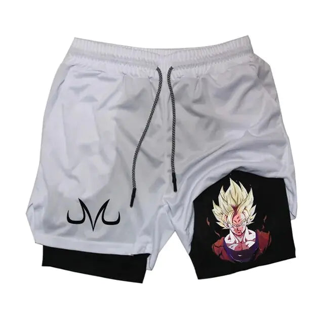 Short de course Anime pour homme, short de sport 2 en 1 pour fitness, gym, entraînement