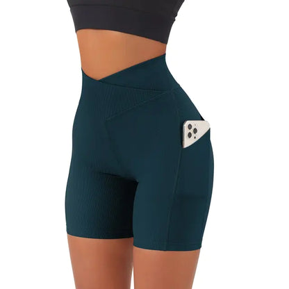 Sportshorts für Damen, hohe Taille, Workout, nahtlos, Fitness, Yoga-Shorts