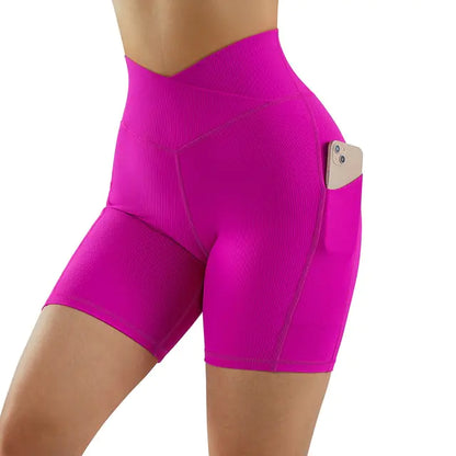 Sportshorts für Damen, hohe Taille, Workout, nahtlos, Fitness, Yoga-Shorts