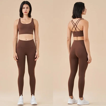 Ensemble de yoga sans coutures pour femme, vêtements de sport, de fitness, d'entraînement